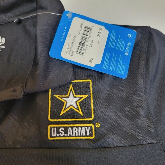 COLUMBIA GOLF US ARMY BLACK CAMO SHORT SLEEVE HOT WEATHER POLO SHIRT L NWT - Picture 3 of 6